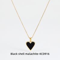 Wholesale Fashion Heart Shape Stainless Steel Inlay Shell Earrings Necklace sku image 8