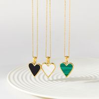 Wholesale Fashion Heart Shape Stainless Steel Inlay Shell Earrings Necklace main image 4