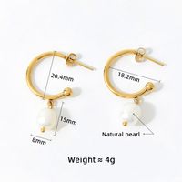 1 Pair Fashion Solid Color Stainless Steel Freshwater Pearl 14k Gold Plated Drop Earrings main image 2