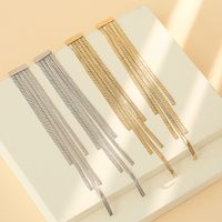 Fashion Solid Color Tassel Plating Stainless Steel Drop Earrings main image 1