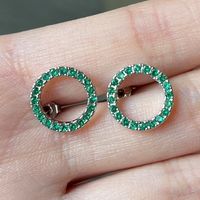 Fashion Round Copper Ear Studs Inlay Zircon Copper Earrings main image 2