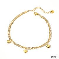 Fashion Heart Shape Stainless Steel Plating Women's Anklet sku image 1