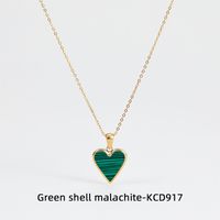Wholesale Fashion Heart Shape Stainless Steel Inlay Shell Earrings Necklace sku image 9