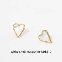 Wholesale Fashion Heart Shape Stainless Steel Inlay Shell Earrings Necklace sku image 2