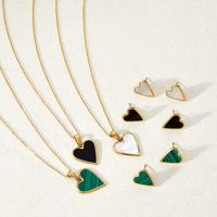 Wholesale Fashion Heart Shape Stainless Steel Inlay Shell Earrings Necklace main image 1