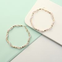 Exaggerated Round Alloy Pearl Women's Hoop Earrings main image 3