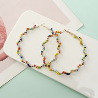 Exaggerated Round Alloy Beaded Women's Hoop Earrings main image 1