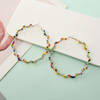 Exaggerated Round Alloy Beaded Women's Hoop Earrings main image 4