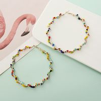 Exaggerated Round Alloy Beaded Women's Hoop Earrings main image 3