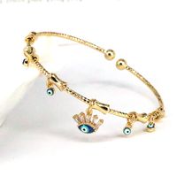 Fashion Palm Eye Copper Bangle Inlay Zircon Copper Bracelets 1 Piece main image 2