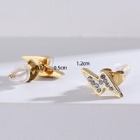 1 Pair Fashion Lightning Three-dimensional Gold Plated Stainless Steel Rhinestones Ear Studs main image 2