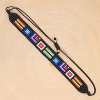 Bohemian Style Simple Rainbow Ribbon Beaded Woven Stacking Small Bracelet sku image 8