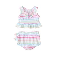 Girl's Fashion Stripe Polyester Tankinis 2 Piece Set sku image 1