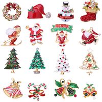 Cute Christmas Hat Christmas Tree Santa Claus Alloy Inlay Rhinestones Unisex Brooches main image 2