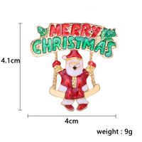 Cute Christmas Hat Christmas Tree Santa Claus Alloy Inlay Rhinestones Unisex Brooches sku image 1