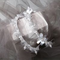 Fairy Style Flower Cloth Inlay Crystal Pearl Hair Band main image 6