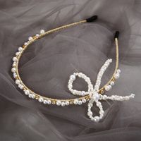 Women'S Fairy Style Bow Knot Iron Inlay Rhinestones Pearl Hair Band main image 5
