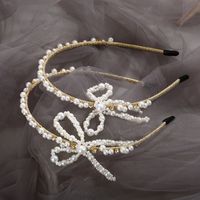 Women'S Fairy Style Bow Knot Iron Inlay Rhinestones Pearl Hair Band main image 6