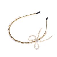 Women'S Fairy Style Bow Knot Iron Inlay Rhinestones Pearl Hair Band main image 4
