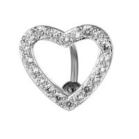 Fashion Heart Shape Copper Inlaid Zircon Unisex Belly Ring 1 Piece sku image 1