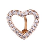 Fashion Heart Shape Copper Inlaid Zircon Unisex Belly Ring 1 Piece sku image 3