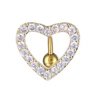 Fashion Heart Shape Copper Inlaid Zircon Unisex Belly Ring 1 Piece main image 2