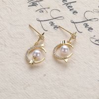 Fashion Starry Sky Copper Artificial Rhinestones Artificial Pearls Drop Earrings 1 Pair main image 2