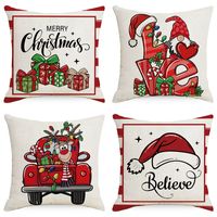Fashion Christmas Tree Christmas Socks Letter Linen Pillow Cases main image 3