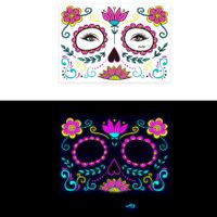 Halloween Fluorescent Funny Death Face Pasters Tattoo Sticker main image 4