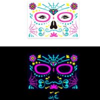 Halloween Fluorescent Funny Death Face Pasters Tattoo Sticker main image 5
