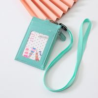 Unisex Solid Color Pu Leather Zipper Card Holders sku image 1