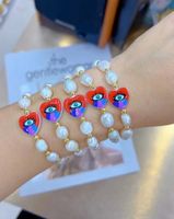 Fashion Devil's Eye Heart Shape Artificial Pearl Bracelets Beaded Enamel Pearl Bracelets 1 Piece main image 3