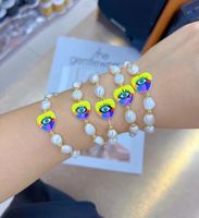 Fashion Devil's Eye Heart Shape Artificial Pearl Bracelets Beaded Enamel Pearl Bracelets 1 Piece main image 5