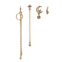 Simple Style Star Moon Alloy Tassel Plating Rhinestones Women's Drop Earrings 4 Piece Set main image 3