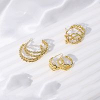 1 Pair Simple Style C Shape Gold Plated Copper Zircon Gold Plated Ear Studs main image 11