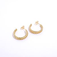 1 Pair Simple Style C Shape Gold Plated Copper Zircon Gold Plated Ear Studs main image 9