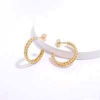 1 Pair Simple Style C Shape Gold Plated Copper Zircon Gold Plated Ear Studs main image 8