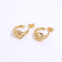 1 Pair Simple Style C Shape Gold Plated Copper Zircon Gold Plated Ear Studs main image 5