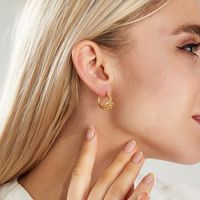 1 Pair Simple Style C Shape Gold Plated Copper Zircon Gold Plated Ear Studs main image 7