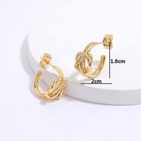 1 Pair Simple Style C Shape Gold Plated Copper Zircon Gold Plated Ear Studs sku image 3