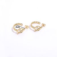 1 Pair Simple Style C Shape Gold Plated Copper Zircon Gold Plated Ear Studs main image 2