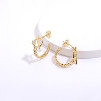 1 Pair Simple Style C Shape Gold Plated Copper Zircon Gold Plated Ear Studs main image 3