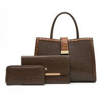 Women's Medium Pu Leather Solid Color Classic Style Square Zipper Bag Sets sku image 3