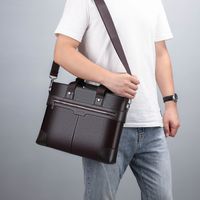 Men's Business Solid Color Pu Leather Briefcases main image 4