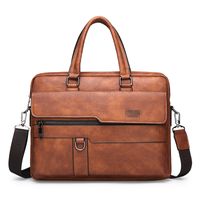 Men's Business Solid Color Pu Leather Briefcases sku image 5