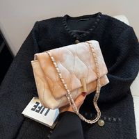 Women's Small Pu Leather Lingge Fashion Chain Square Lock Clasp Crossbody Bag main image 3