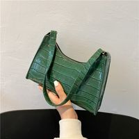 Women's Small Pu Leather Crocodile Fashion Square Zipper Underarm Bag sku image 3