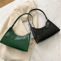 Women's Small Pu Leather Crocodile Fashion Square Zipper Underarm Bag main image 4