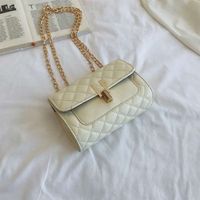 Women's Small Pu Leather Lingge Fashion Square Lock Clasp Crossbody Bag main image 5