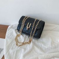 Women's Small Pu Leather Lingge Fashion Square Lock Clasp Crossbody Bag main image 4
